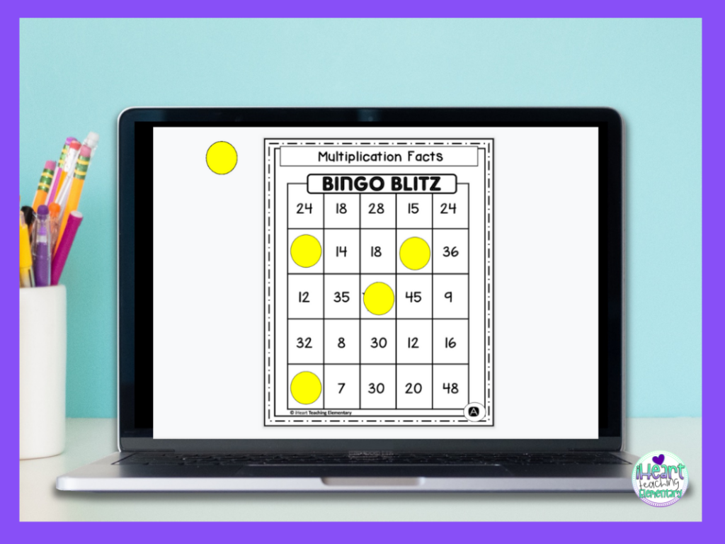 Interactive Math Game: Digital Bingo Cards: Multiplication