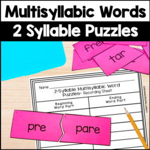 Multisyllabic Words Activities – 2-Syllable Puzzles