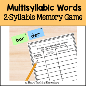 Multisyllabic Words Game – 2 Syllables