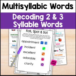 Decoding Multisyllabic Words Activities – Words with 2 and 3 Syllables