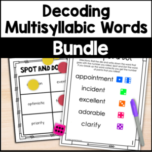 Decoding Multisyllabic Words Activities Bundle – Words with 2 – 5 Syllables