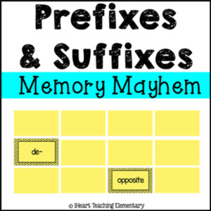 Prefixes and Suffixes Memory Game