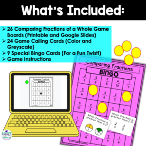 Comparing Fractions Game – Bingo Game