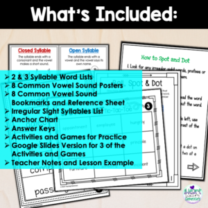 Decoding Multisyllabic Words Activities – Words with 2 and 3 Syllables