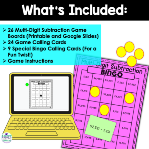 Multi-Digit Subtraction Bingo Game – 4 and 5-Digit Numbers