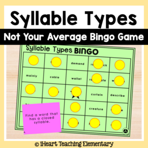 Syllable Types Bingo Game