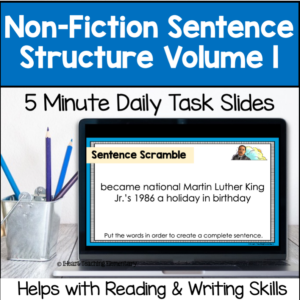 Nonfiction Sentence Structure Daily Tasks for Reading Comprehension & Writing Volume 1