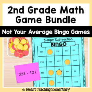 2nd Grade Math Review Bingo Games for Centers or Whole Group Practice Bundle