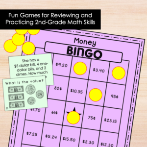 2nd Grade Math Review Bingo Games for Centers or Whole Group Practice Bundle